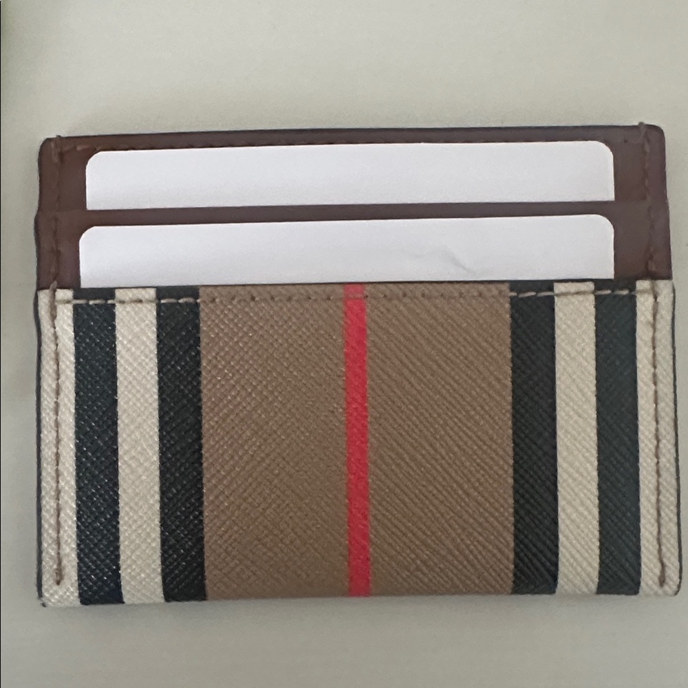 Burberry Novacheck & Brown Leather Cardholder, Brand New! - Picture 3 of 7
